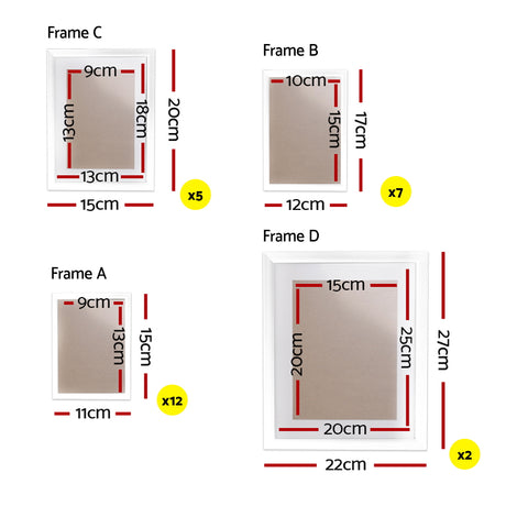 Artiss Photo Frames 26PCS 8x10in 5x7in 4x6in 3.5x5in Hanging Wall Frame White