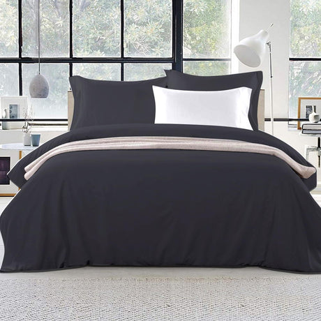 Giselle Quilt Cover Set Classic Black - Super King