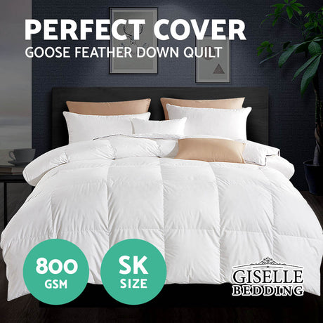 Giselle Bedding Super King 800GSM Goose Down Feather Quilt