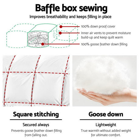Giselle Bedding Super King 500GSM Goose Down Feather Quilt