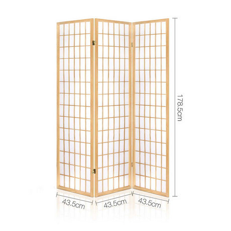 Artiss 3 Panel Wooden Room Divider - Natural
