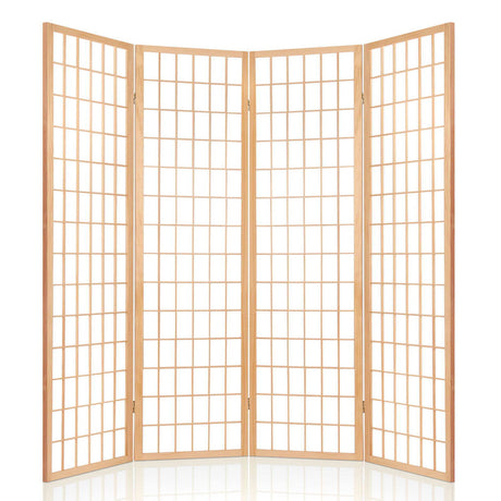 Artiss 4 Panel Wooden Room Divider - Natural
