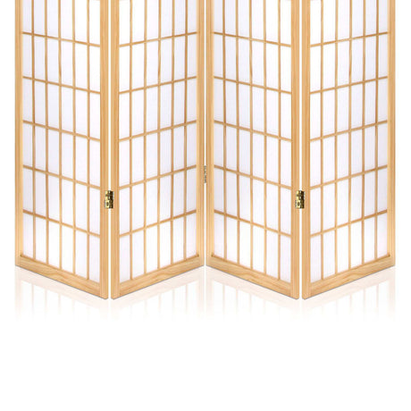 Artiss 4 Panel Wooden Room Divider - Natural