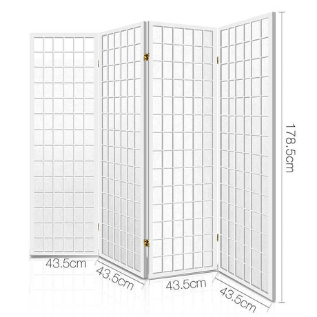 Artiss 4 Panel Wooden Room Divider - White