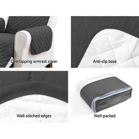 Artiss Sofa Cover Quilted Couch Covers Protector Slipcovers 3 Seater Dark Grey