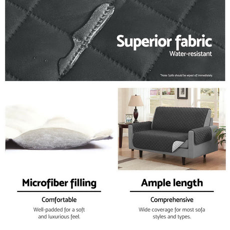 Artiss Sofa Cover Quilted Couch Covers Protector Slipcovers 3 Seater Dark Grey