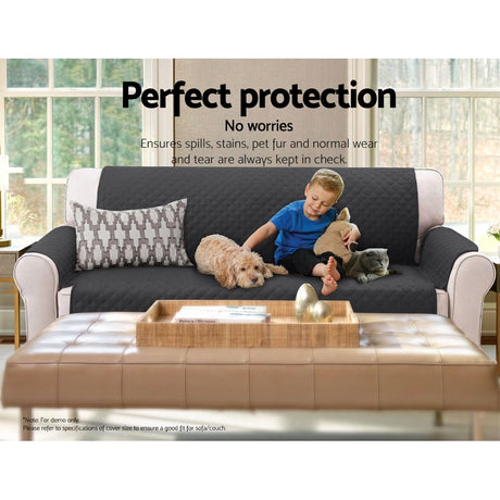 Artiss Sofa Cover Quilted Couch Covers Protector Slipcovers 3 Seater Dark Grey