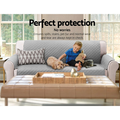 Artiss Sofa Cover Quilted Couch Covers Protector Slipcovers 3 Seater Grey