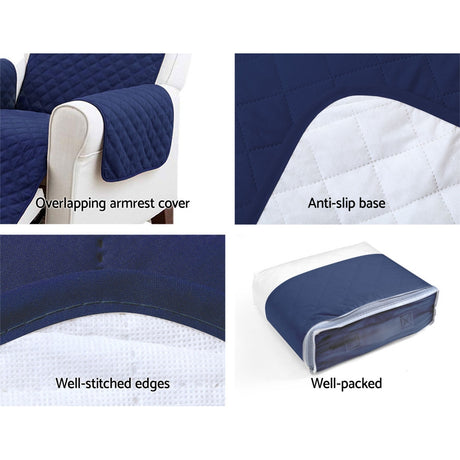 Artiss Sofa Cover Quilted Couch Covers Protector Slipcovers 3 Seater Navy