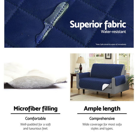 Artiss Sofa Cover Quilted Couch Covers Protector Slipcovers 3 Seater Navy