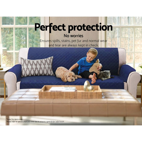 Artiss Sofa Cover Quilted Couch Covers Protector Slipcovers 3 Seater Navy
