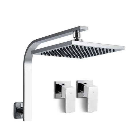 WELS 8 Rain Shower Head Set Bathroom Gooseneck Square Taps Hand Held High Pressure DIY