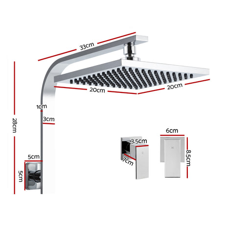 WELS 8 Rain Shower Head Set Bathroom Gooseneck Square Taps Hand Held High Pressure DIY