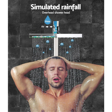 WELS 8 Rain Shower Head Set Bathroom Gooseneck Square Taps Hand Held High Pressure DIY
