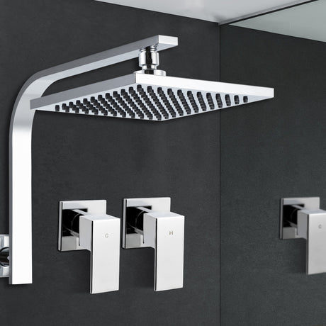 WELS 8 Rain Shower Head Set Bathroom Gooseneck Square Taps Hand Held High Pressure DIY