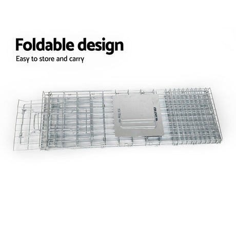 Humane Animal Trap Cage 94 x 34 x 36cm - Silver