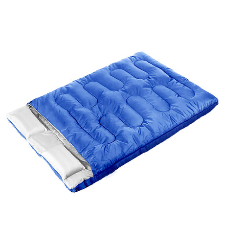 Mountview Sleeping Bag Double Bags Outdoor Camping Thermal 0℃-18℃ Hiking Blue