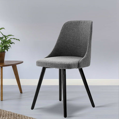 Artiss Set of 2 Fabric Dining Chair - Grey