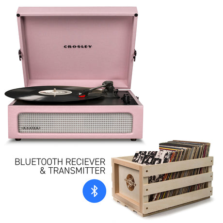 CROSLEY Crosley Voyager Amethyst - Bluetooth Portable Turntable & Record Storage Crate