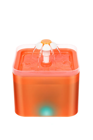 Dog Cat Water Feeder Automatic Electric Pet Water Fountain Bowl Dispenser W LED Orange