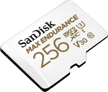 Sandisk Max Endurance Microsdxc Card SQQVR 256G (120 000 HRS) UHS-I C10 U3 V30 100MB/S R 40MB/S W SD Adaptor SDSQQVR-256G-GN6IA