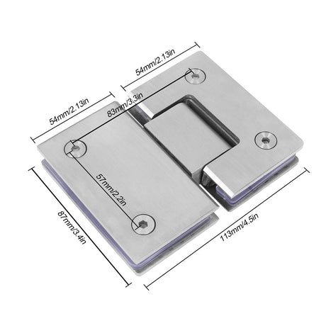 Shower Glass Door Gate Hinge 304 Stainless Steel 180 Degrees Polished Chrome Finish