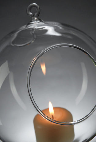 24 Bulk Buy of Hanging Clear Glass Ball Tealight Candle Holder - 10cm Diameter / High - Wedding Globe Decoration Terrarium Succulent Plant Mini Garden Holder Decor Craft Gift
