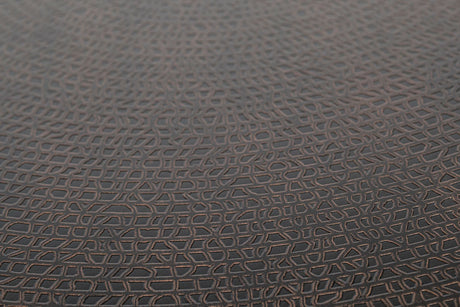 Modern Black Round Coffee Table with Copper Finish Engraved Top