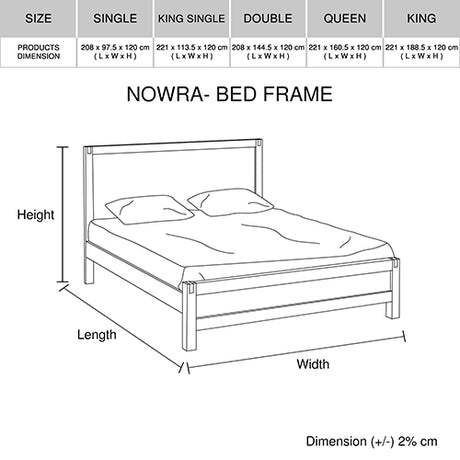 Bed Frame King Size in Solid Wood Veneered Acacia Bedroom Timber Slat in Chocolate