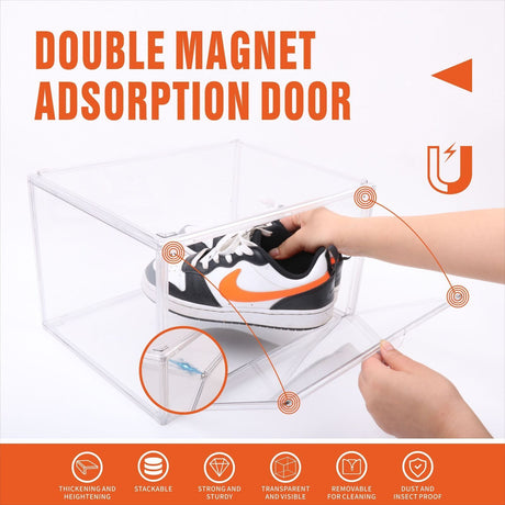 10PC Stackable Shoe Display Box Hard Acrylic Sneaker Storage Containers Case