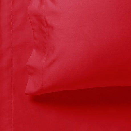 1000TC Ultra Soft Double Size Bed Red Flat & Fitted Sheet Set