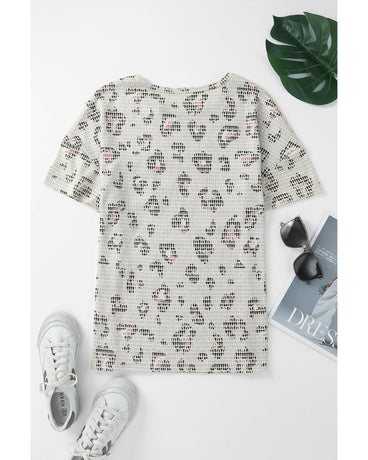 Azura Exchange Waffle Knit Short Sleeve Top - L
