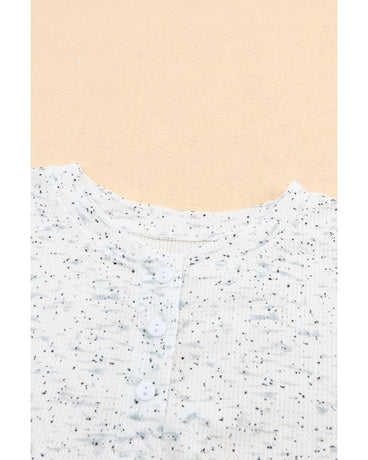 Azura Exchange Relaxed Rib Knit Long Sleeve Henley Top - L