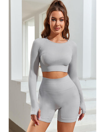 Azura Exchange Seamless Long Sleeve Crop Top - S