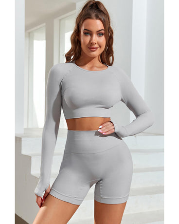 Azura Exchange Seamless Long Sleeve Crop Top - S