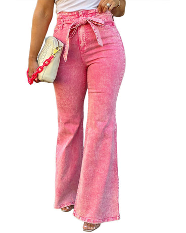 Azura Exchange High Waist Flare Leg Front Knot Jeans - 12 US