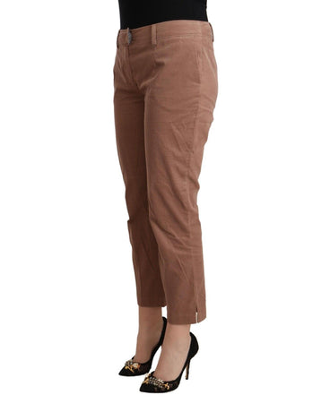 100% Authentic Mid Waist Cotton Tapered Cropped Pants with Logo Details