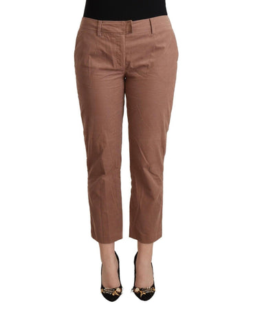 100% Authentic C’N’C COSTUME NATIONAL Mid Waist Cotton Tapered Cropped Pants with Logo Details 42 IT Women