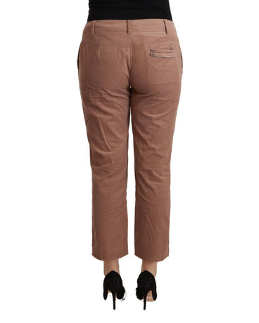 100% Authentic C’N’C COSTUME NATIONAL Mid Waist Cotton Tapered Cropped Pants with Logo Details 42 IT Women