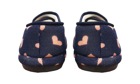 ARCHLINE Orthotic Plus Slippers Closed Scuffs Pain Relief Moccasins - Navy Hearts - EU 40