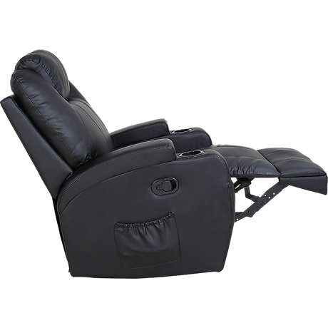 Black Massage Sofa Chair Recliner 360 Degree Swivel PU Leather Lounge 8 Point Heated