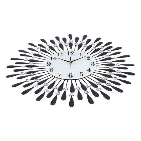 Large Modern 3D Crystal Wall Clock Luxury Art Metal Round Home Decor