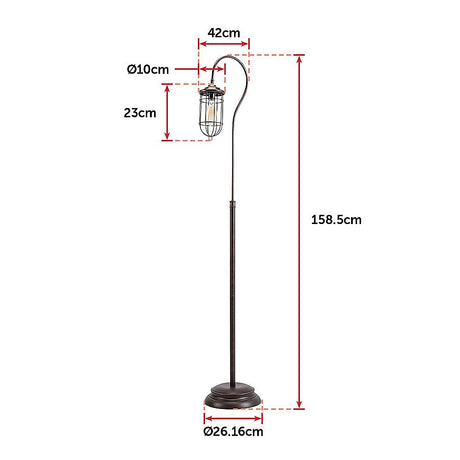 Industrial Floor Lamp with Adjustable Cage Shade Rustic Brushed in Bronze Finish