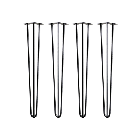 Set of 4 Industrial 3-Rod Retro Hairpin Table Legs 12mm Steel Bench Desk - 71cm Black