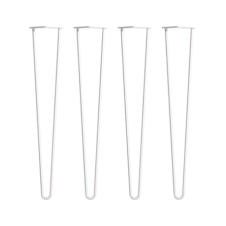 Set of 4 Industrial Retro Hairpin Table Legs 12mm Steel Bench Desk - 71cm White