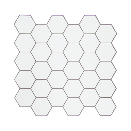 Tiles 3D Peel and Stick Wall Tile Hexagon White (30cm x 30cm x 10 sheets)