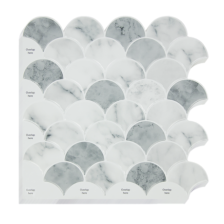 Tiles 3D Peel and Stick Wall Tile Fish Scale Mosaic 10 Sheets