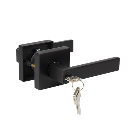 Door Handle Set Lever Privacy Function Square Black