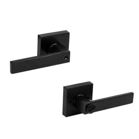 Door Handle Set Lever Lock Function Square Black