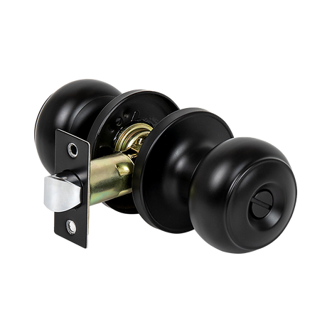 Door Handle Set Privacy Function Round Black